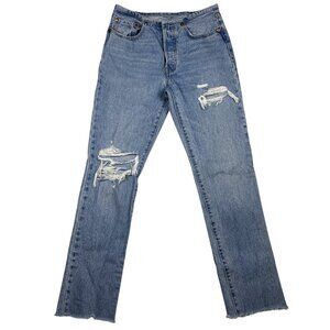 Levi’s 501 Premium Womens Distressed Straight Leg Jeans 26 Button Fly 90s grunge